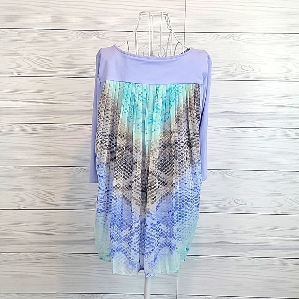 Apt. 9 tunic blouse multi fabric loose fit - purple & teal Women's Size M